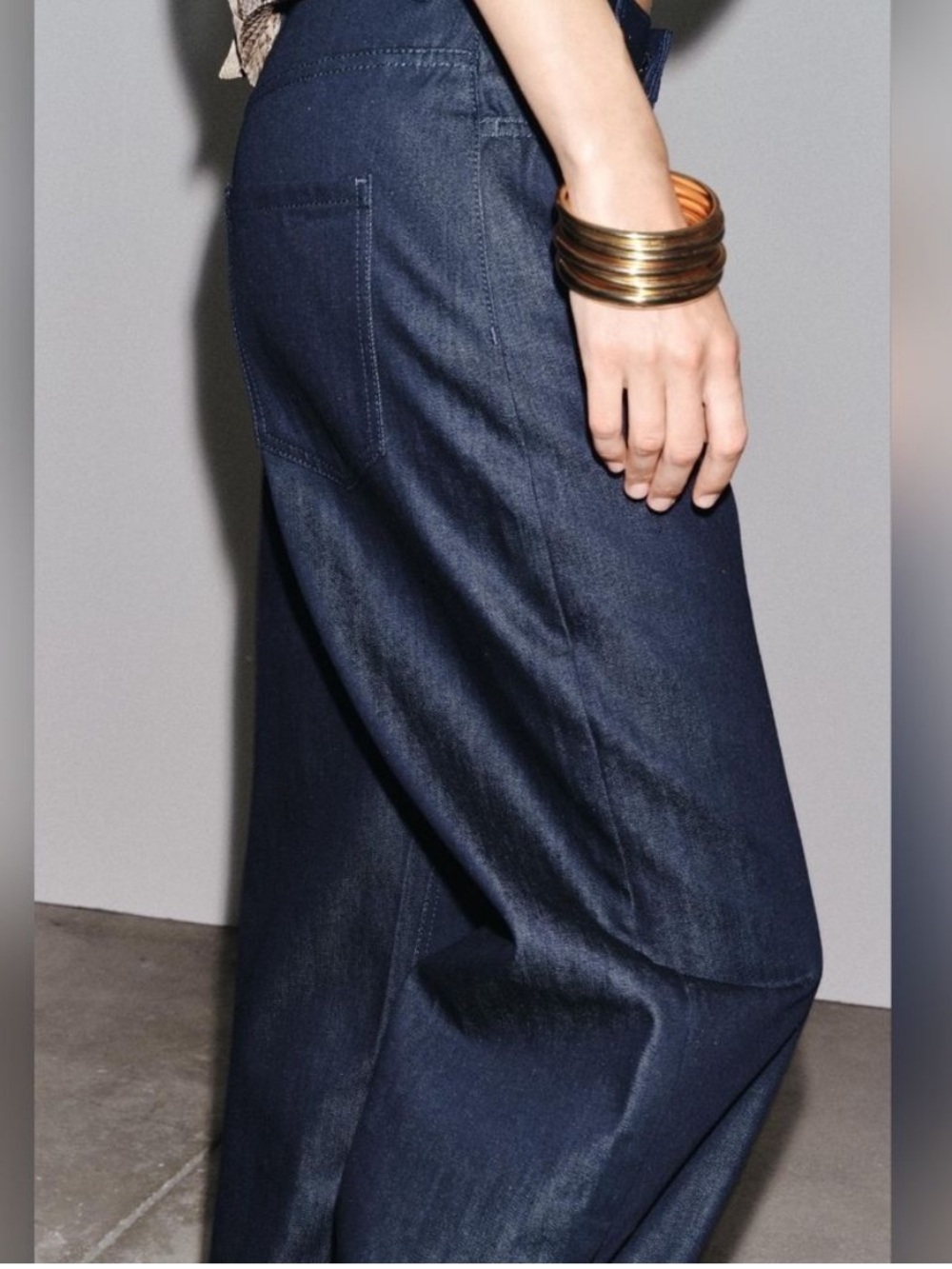 NWT Zara ZW Collection Barrel Leg High Rise Trouser Ankle Jeans Dark Wash size 4 - Picture 5 of 13